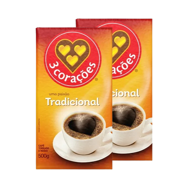 Café 3 Corações Torrado E Moído a Vácuo Tradicional Pacotes De 500g